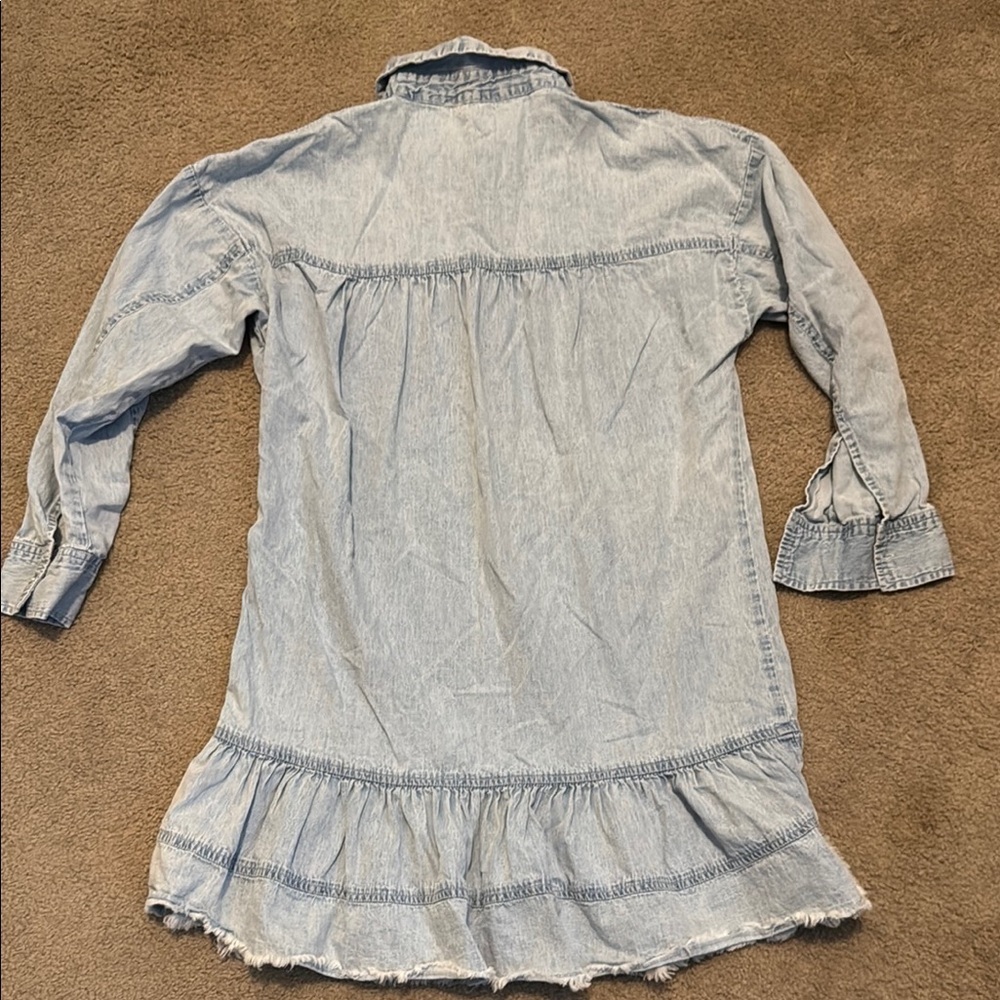 Elan Blue Ruffled Buttoned Mini Dress - Picture 7 of 11